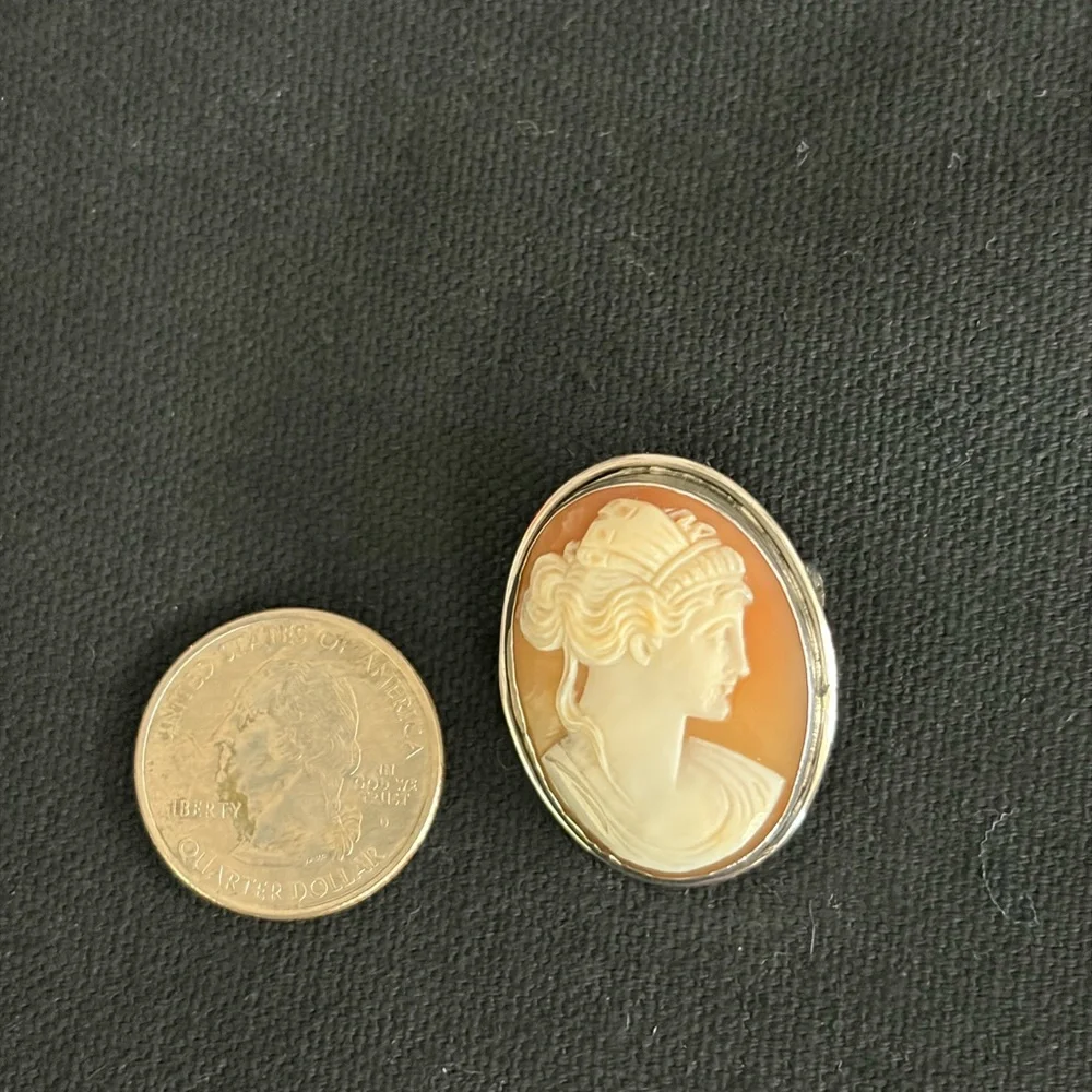 Classic Cameo Portrait Brooch - White and Tan